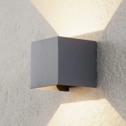 Aplique LED para exterior Cube, antracita, metal, 10 cm, arriba/abajo