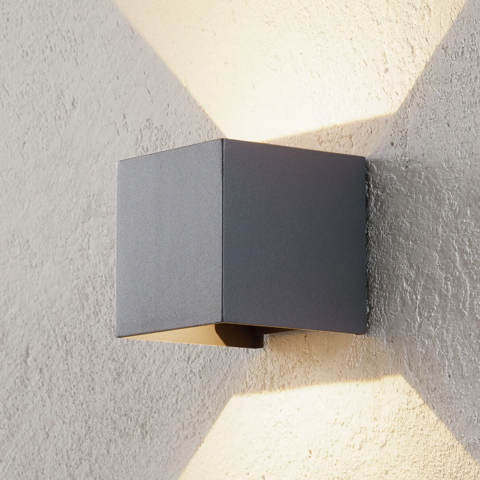 Aplique LED para exterior Cube, antracita, metal, 10 cm, arriba/abajo