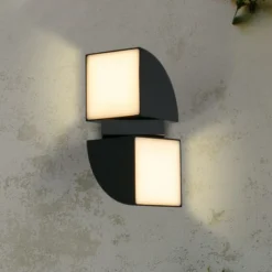 Aplique LED para exterior Dakota, negro, altura 21 cm, 2 luces