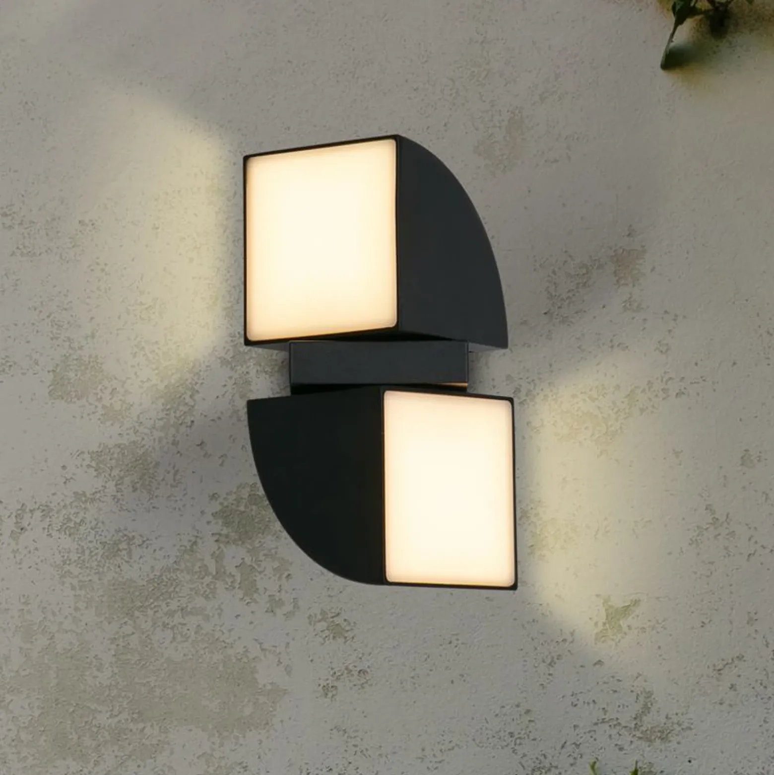 Aplique LED para exterior Dakota, negro, altura 21 cm, 2 luces