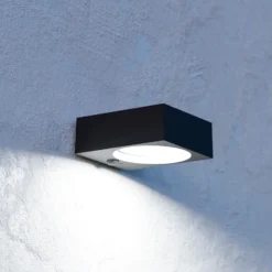 Aplique LED para exterior Darfano, negro, 14 cm de ancho