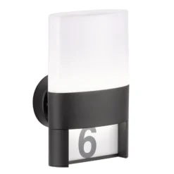 Aplique LED para exterior Diego, negro, aplique con número de casa