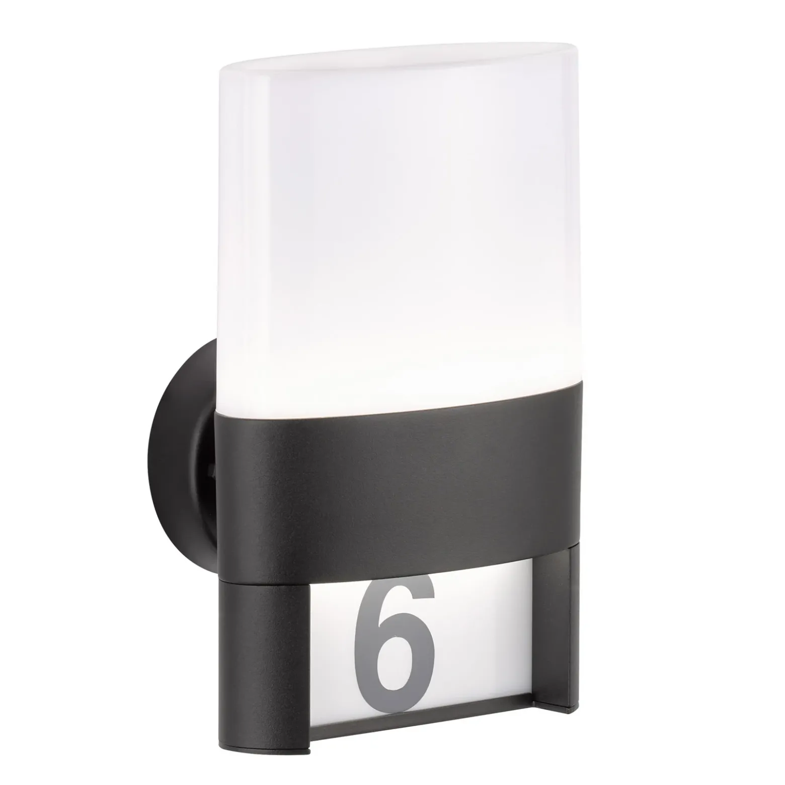 Aplique LED para exterior Diego, negro, aplique con número de casa