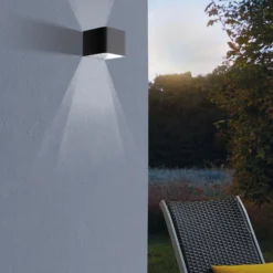 Aplique LED para exterior Doninni 1, negro, ancho 13 cm, 2 luces.