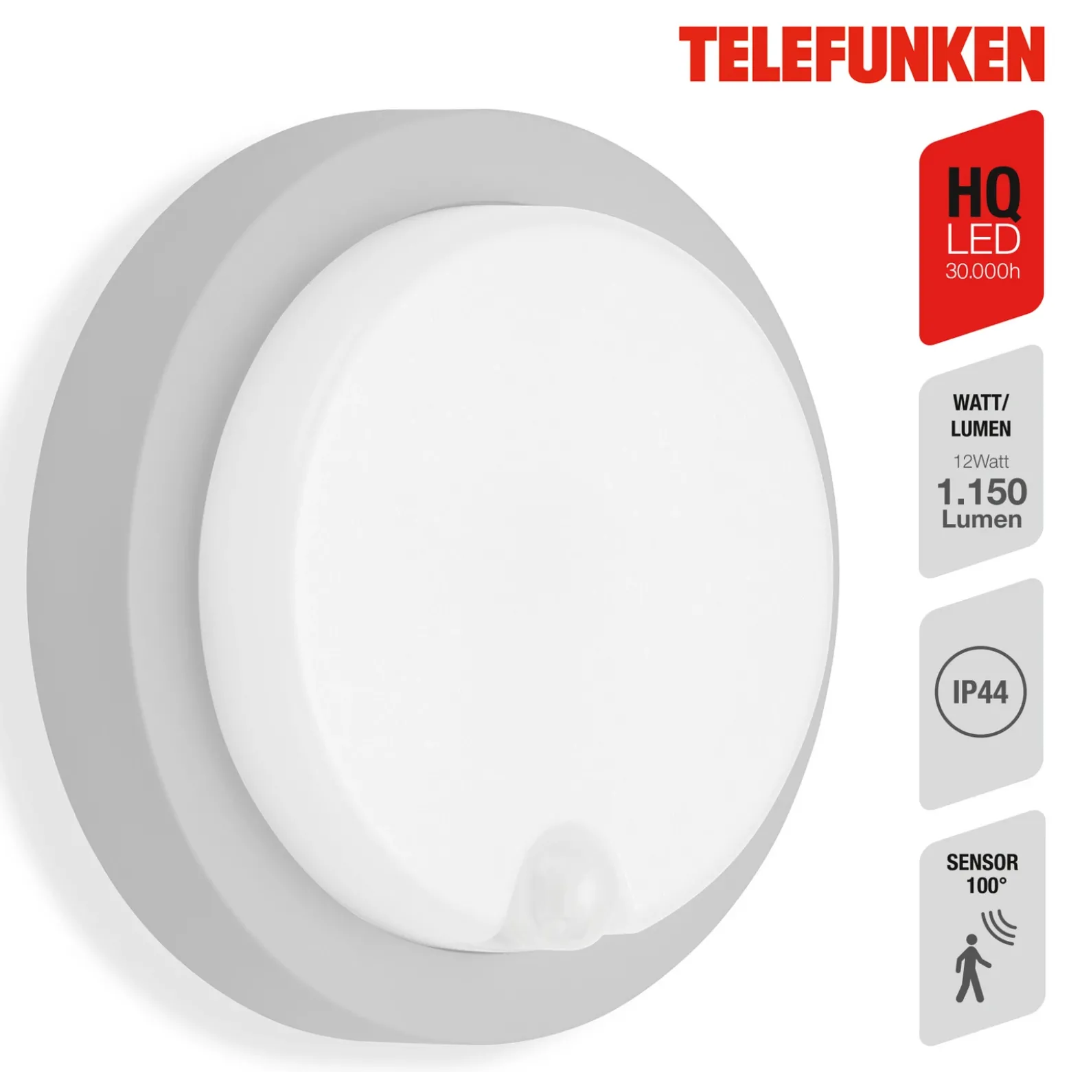 Aplique LED para exterior Dortmund Ø17cm plata