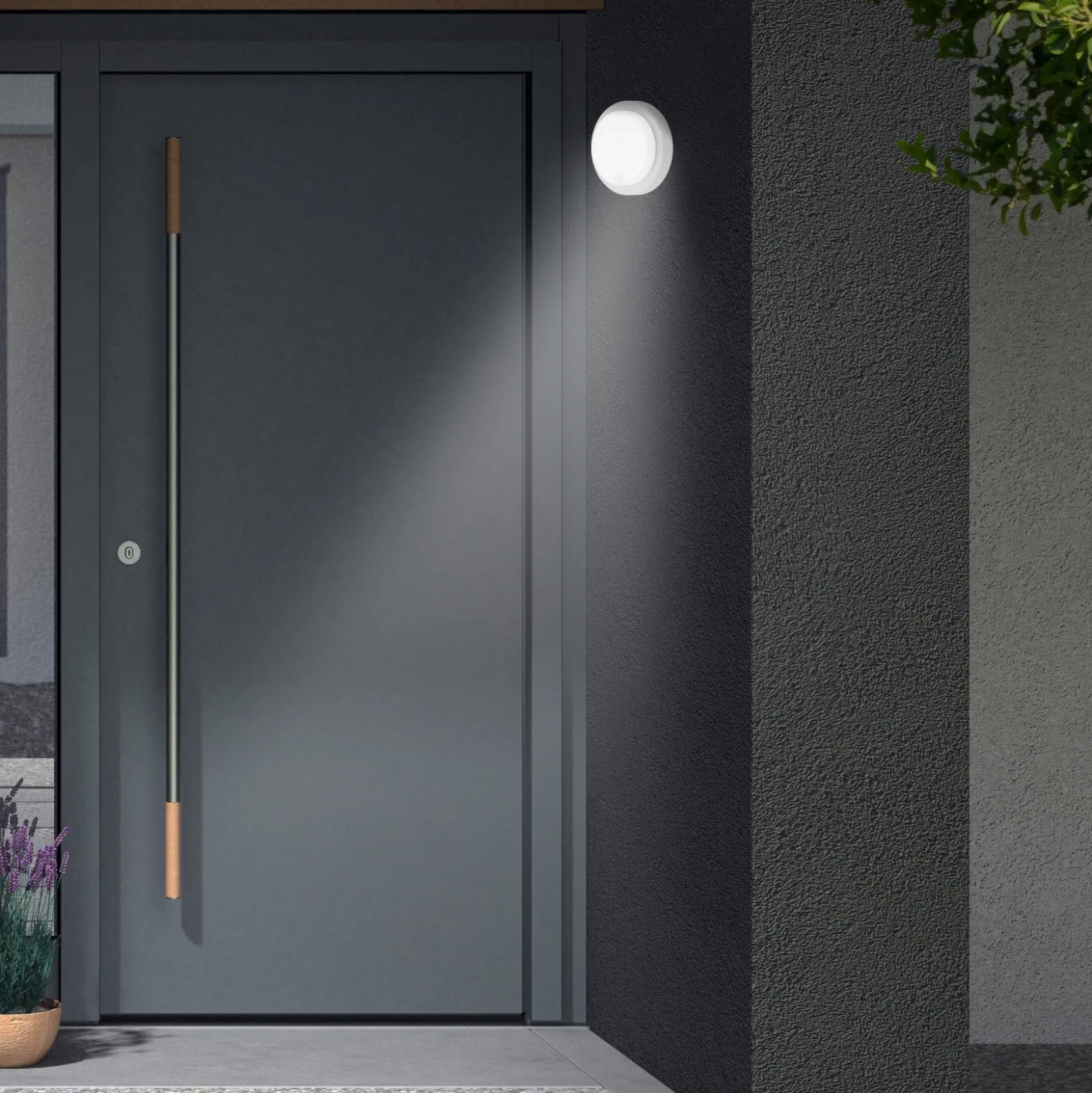Aplique LED para exterior Dortmund Ø17cm plata