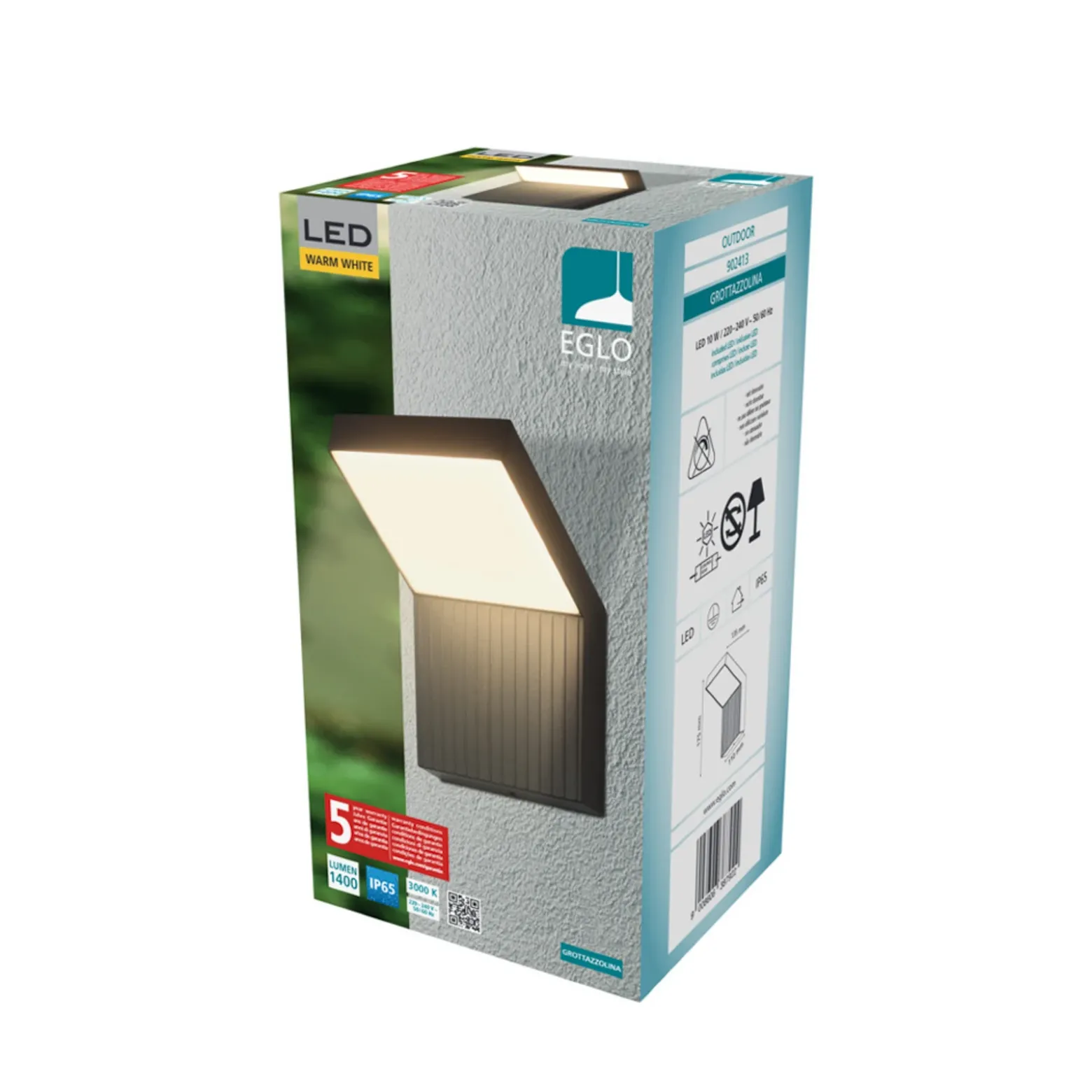 Aplique LED para exterior EGLO GROTTAZZOLINA, negro, 18 cm, IP65