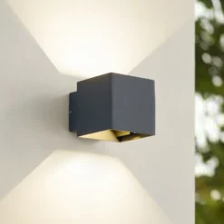 Aplique LED para exterior Esani de Lindby, antracita, arriba/abajo, IP54