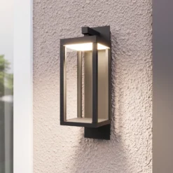 Aplique LED para exterior Ferdinand de Lucande, gris, metal, 38 cm