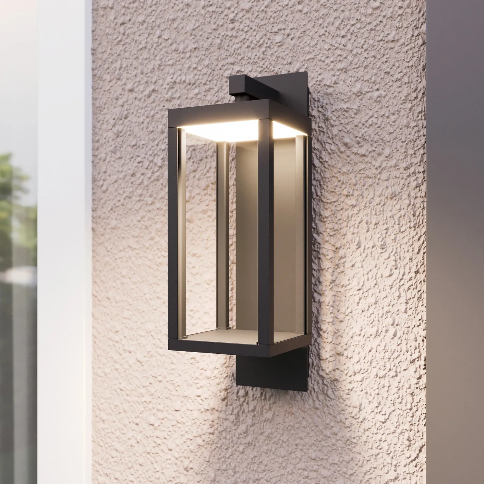 Aplique LED para exterior Ferdinand de Lucande, gris, metal, 38 cm