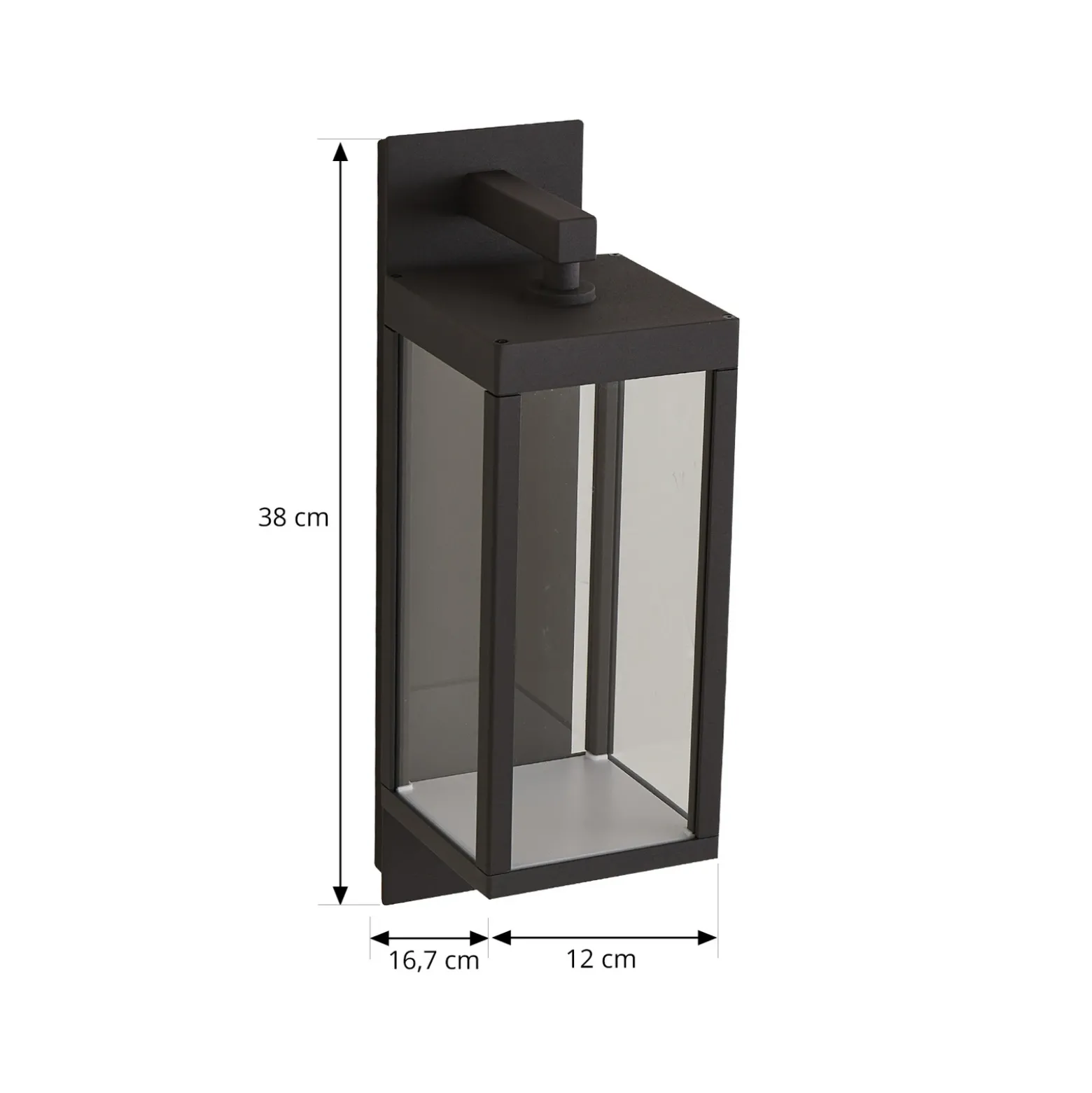 Aplique LED para exterior Ferdinand de Lucande, gris, metal, 38 cm