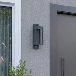 Aplique LED para exterior Ferdinand de Lucande, sensor, gris oscuro
