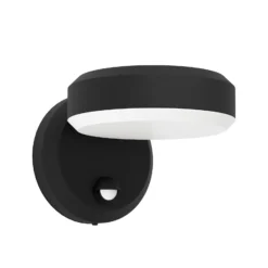 Aplique LED para exterior Fornaci, negra, 16 cm de ancho, con sensor