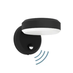 Aplique LED para exterior Fornaci, negra, 16 cm de ancho, con sensor
