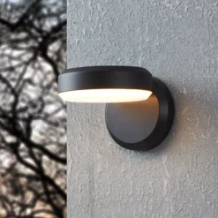 Aplique LED para exterior Fornaci, negra, 16 cm de ancho, metal