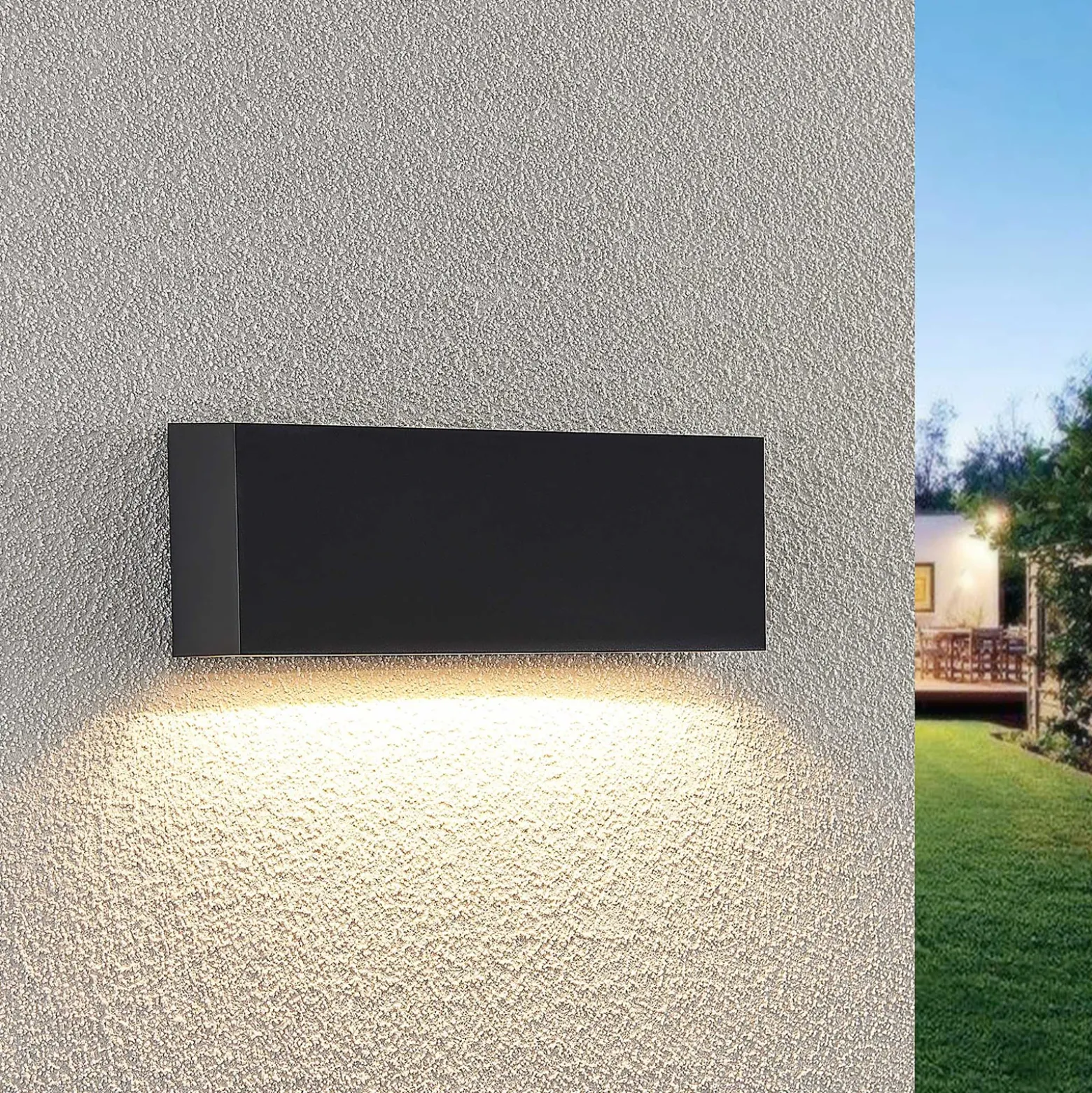 Aplique LED para exterior Jarte de Lindby, 24 cm, down, gris, IP65
