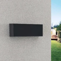Aplique LED para exterior Jarte de Lindby, 24 cm, down, gris, IP65