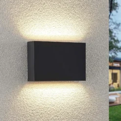 Aplique LED para exterior Jarte de Lindby, 20 cm, arriba/abajo, gris, IP65