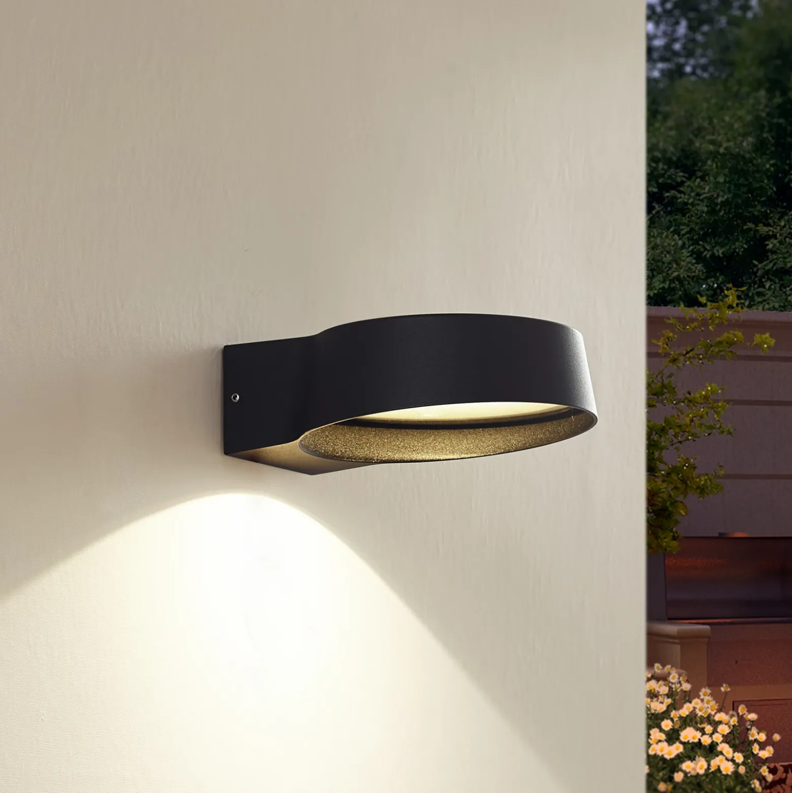 Aplique LED para exterior Jesiba de Lindby, antracita, aluminio, Ø 16 cm