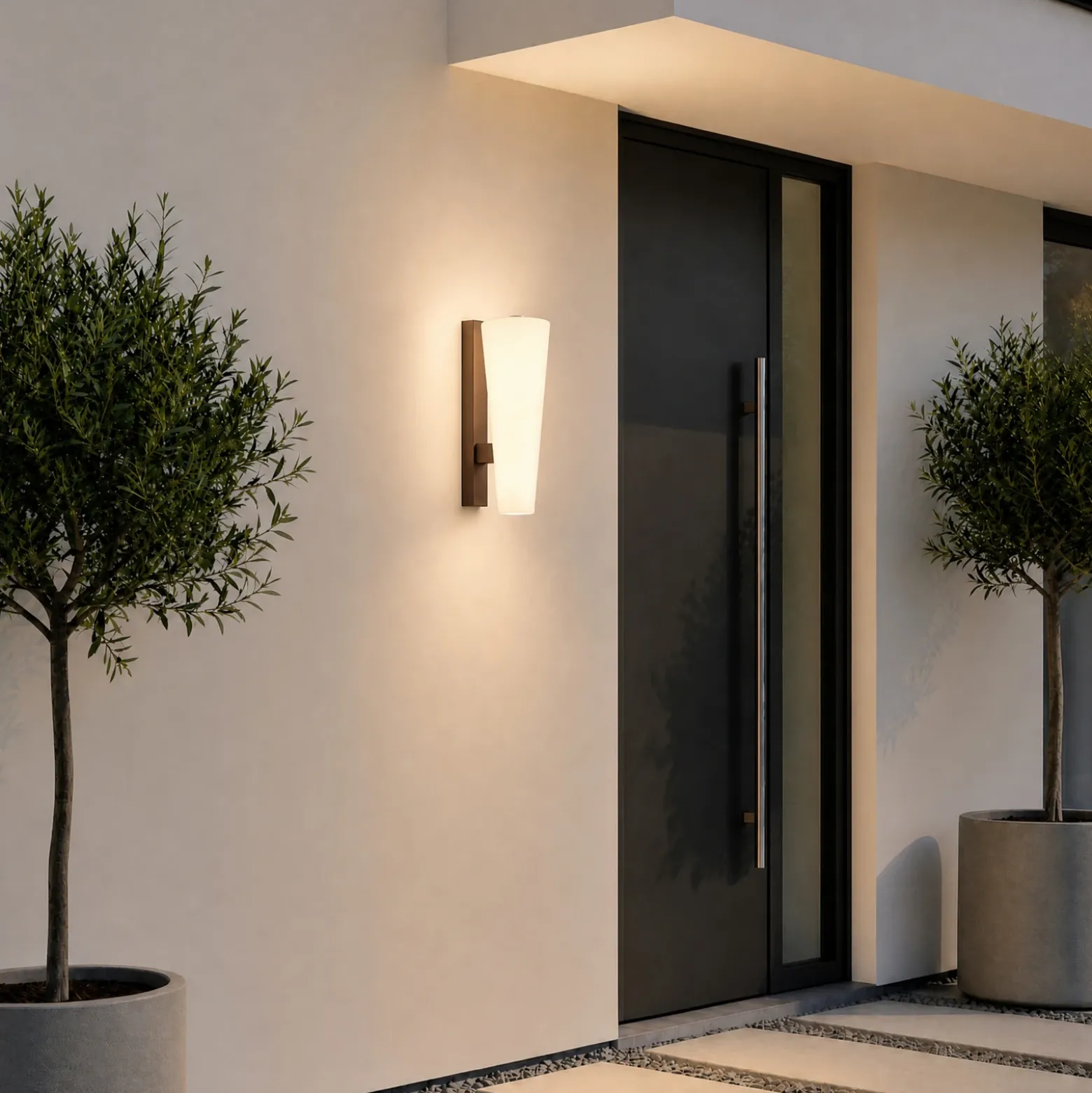 Aplique LED para exterior Jovra de Lucande, acero Corten, altura 32 cm