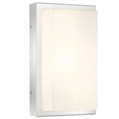Aplique LED para exterior Julea, acero inoxidable, cristal, detector de