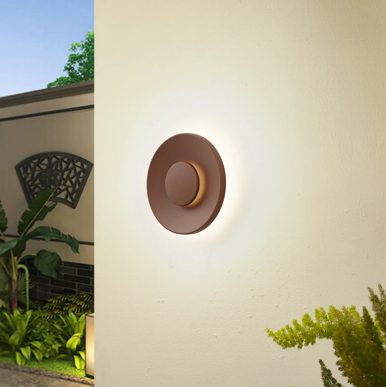 Aplique LED para exterior Kayana de Lucande, color óxido, aluminio, 24 cm