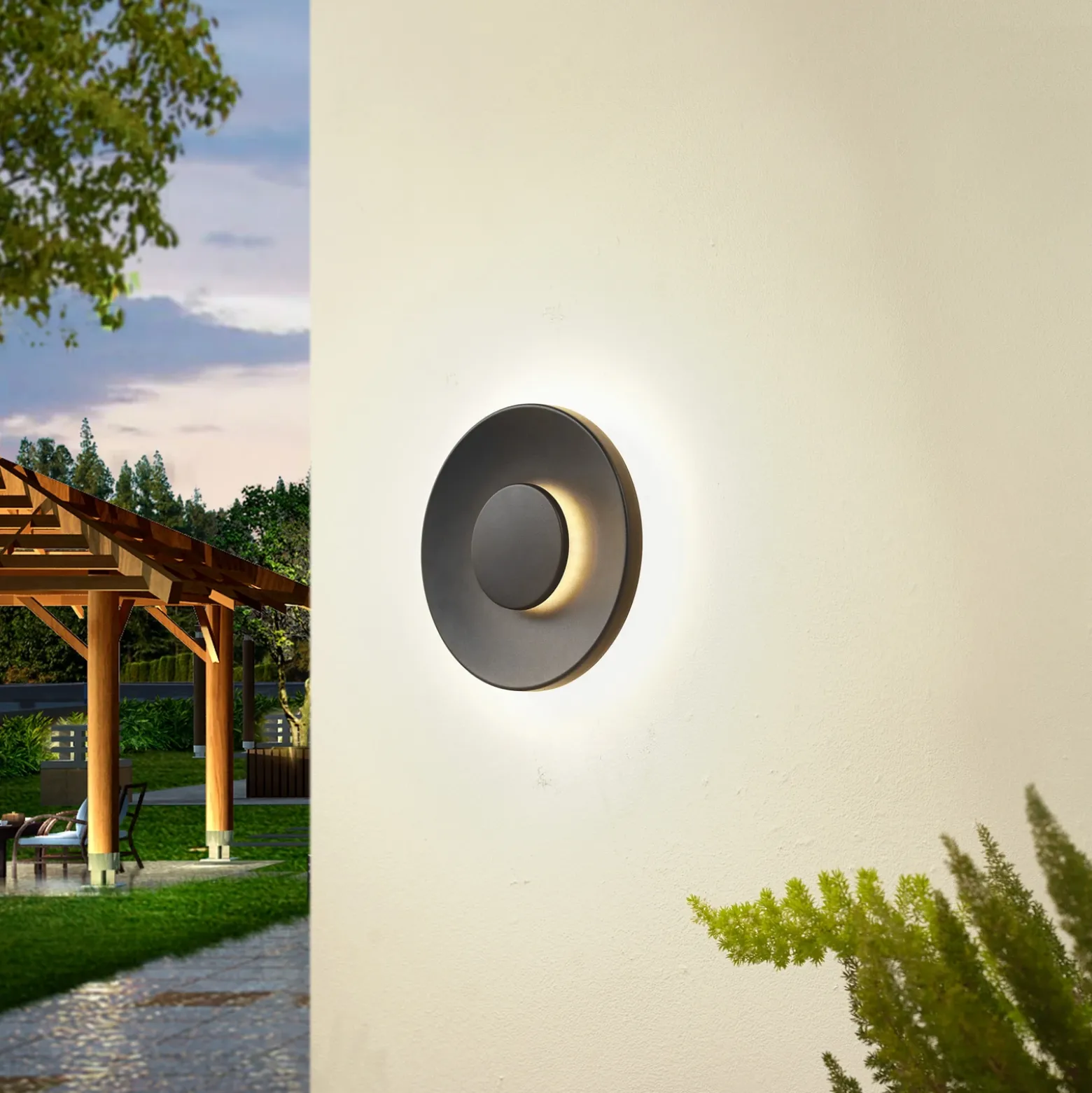 Aplique LED para exterior Kayana de Lucande, negro, aluminio, 24 cm