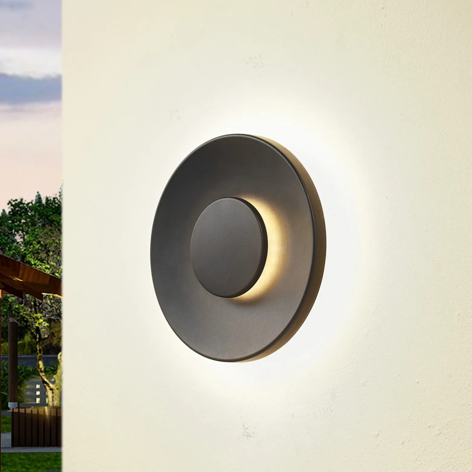 Aplique LED para exterior Kayana de Lucande, negro, aluminio, 24 cm