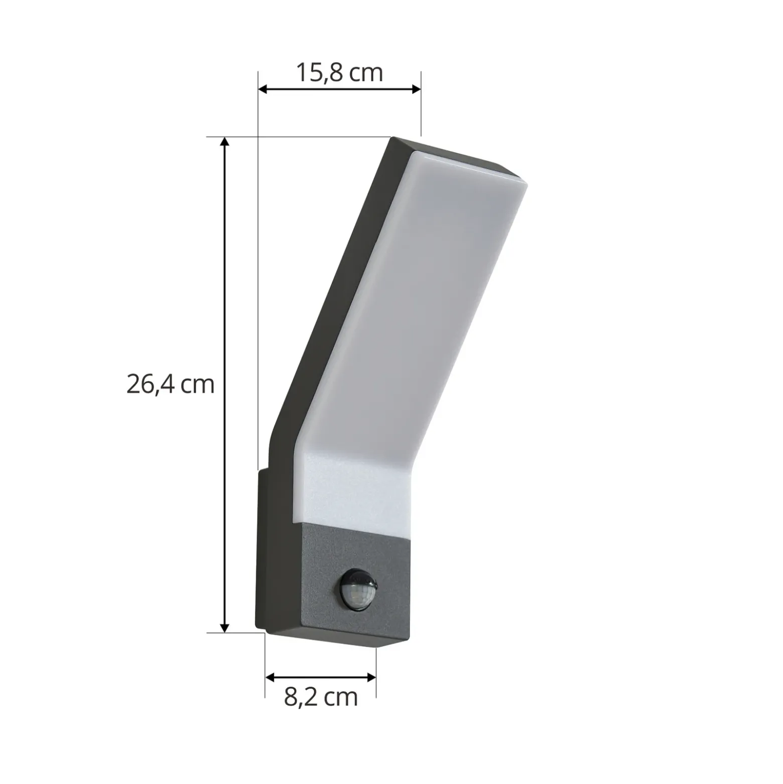 Aplique LED para exterior Korvik de Lindby, 26 cm, antracita, sensor