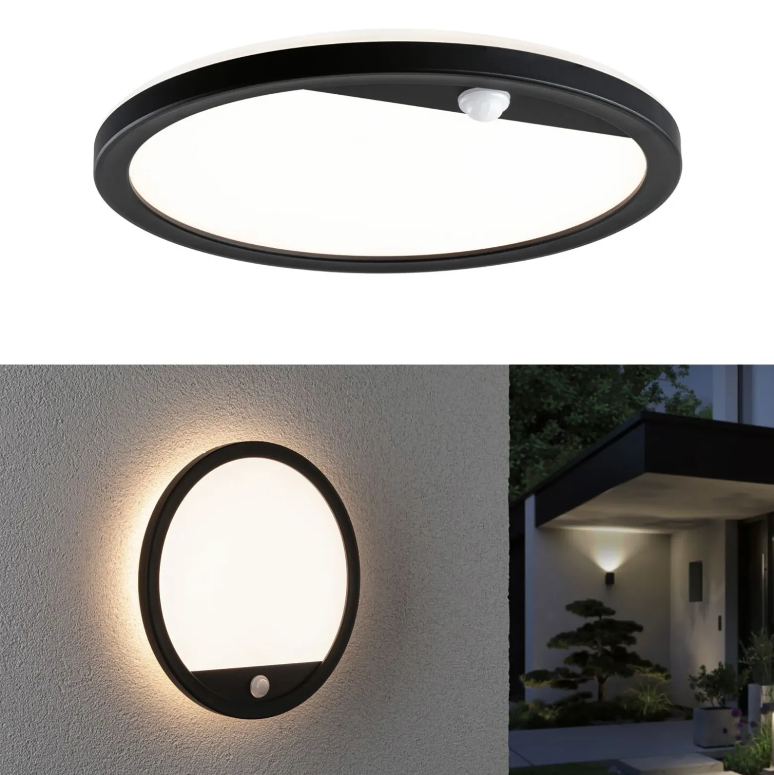 Aplique LED para exterior Lamina de Paulmann, negro, sensor, IP44