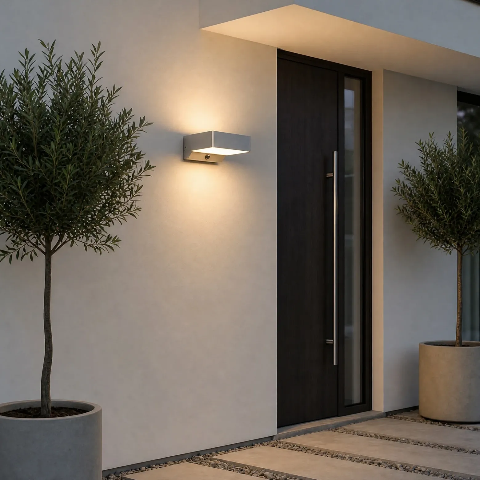 Aplique LED para exterior Lindby Fando, color antracita, con sensor, IP44