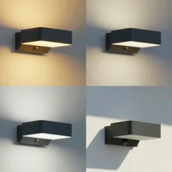 Aplique LED para exterior Lindby Fando, color antracita, con sensor, IP44