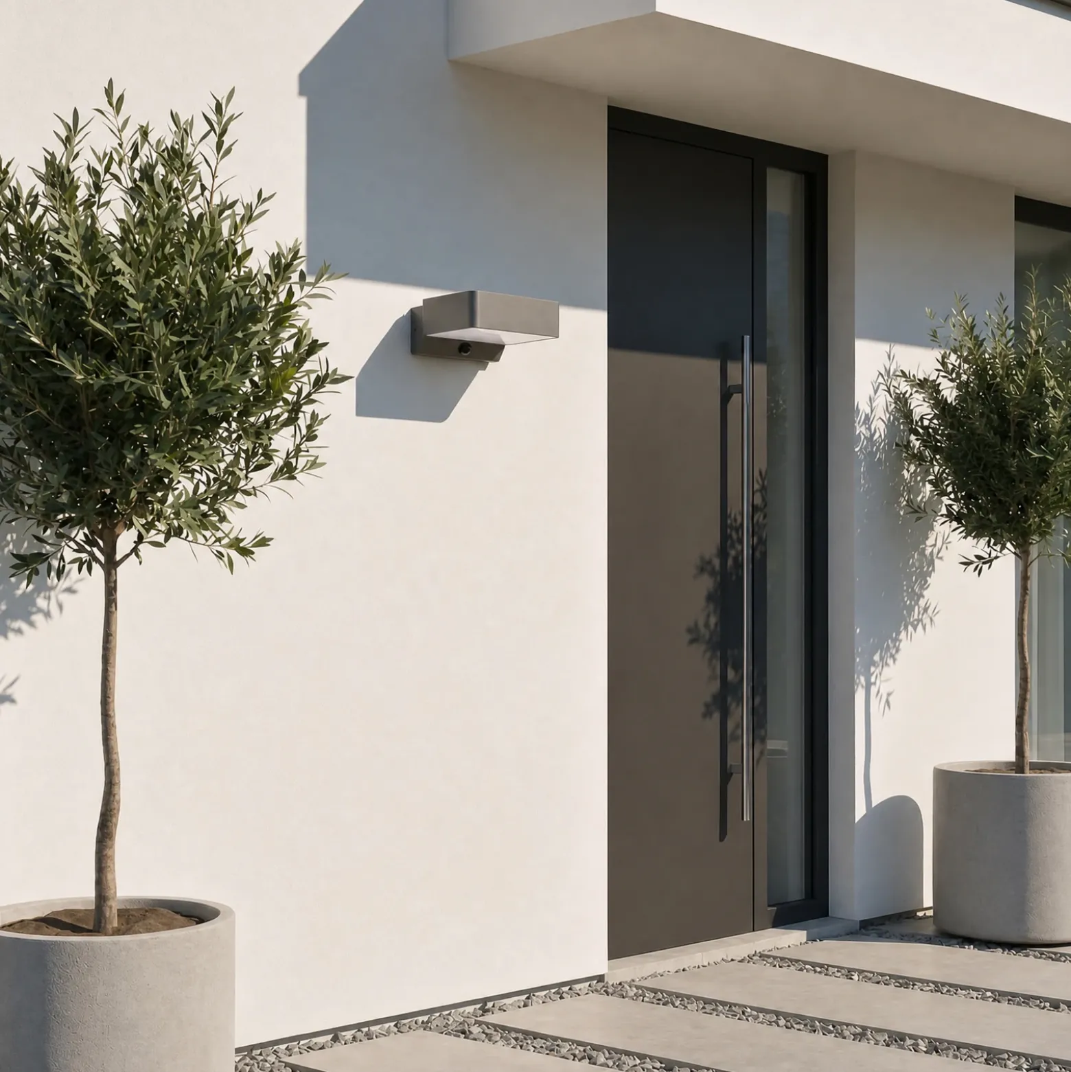 Aplique LED para exterior Lindby Fando, color antracita, con sensor, IP44