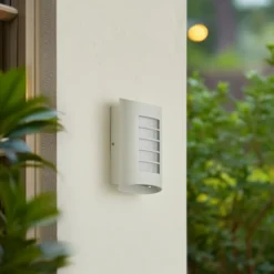 Aplique LED para exterior Lindby «Ismael», blanco, aluminio, altura 26,8 cm