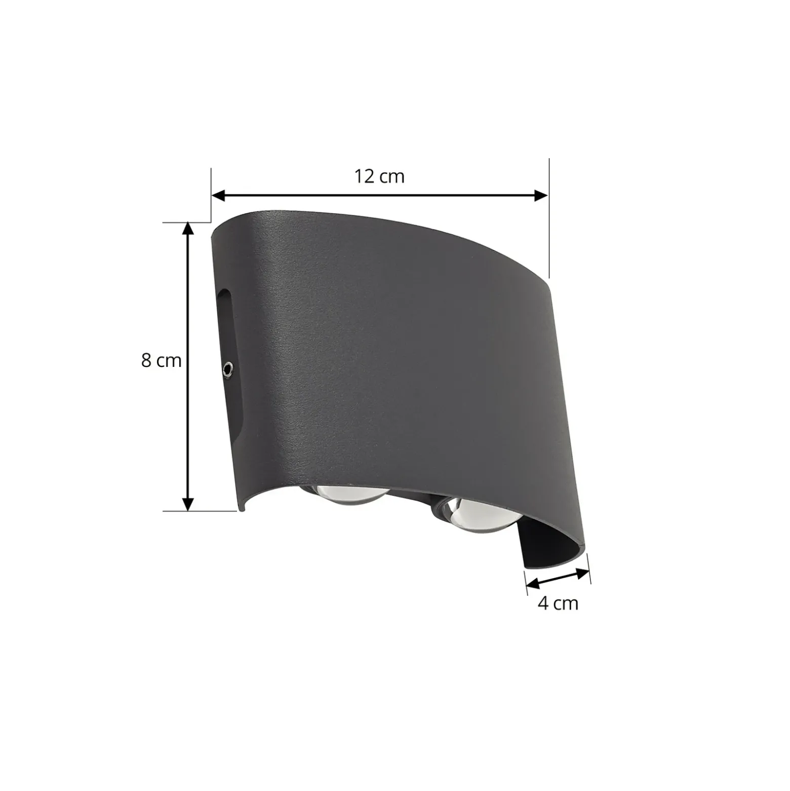 Aplique LED para exterior Lindby Ithan, 2 luces, antracita, 12 cm