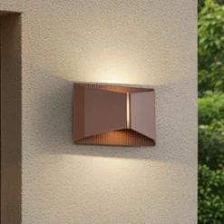 Aplique LED para exterior Lindby Anlira, marrón, Up & down, IP65