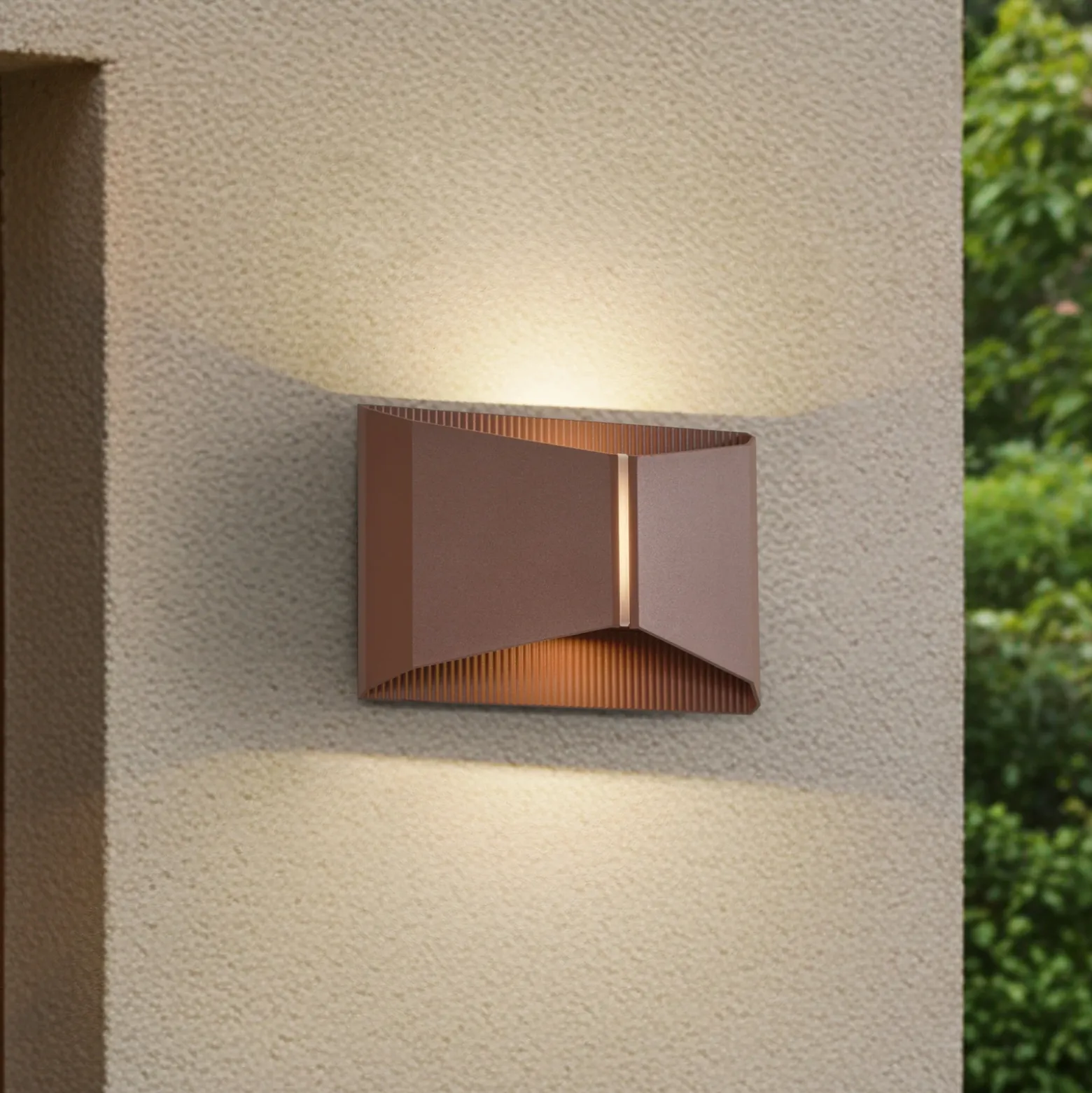 Aplique LED para exterior Lindby Anlira, marrón, Up & down, IP65