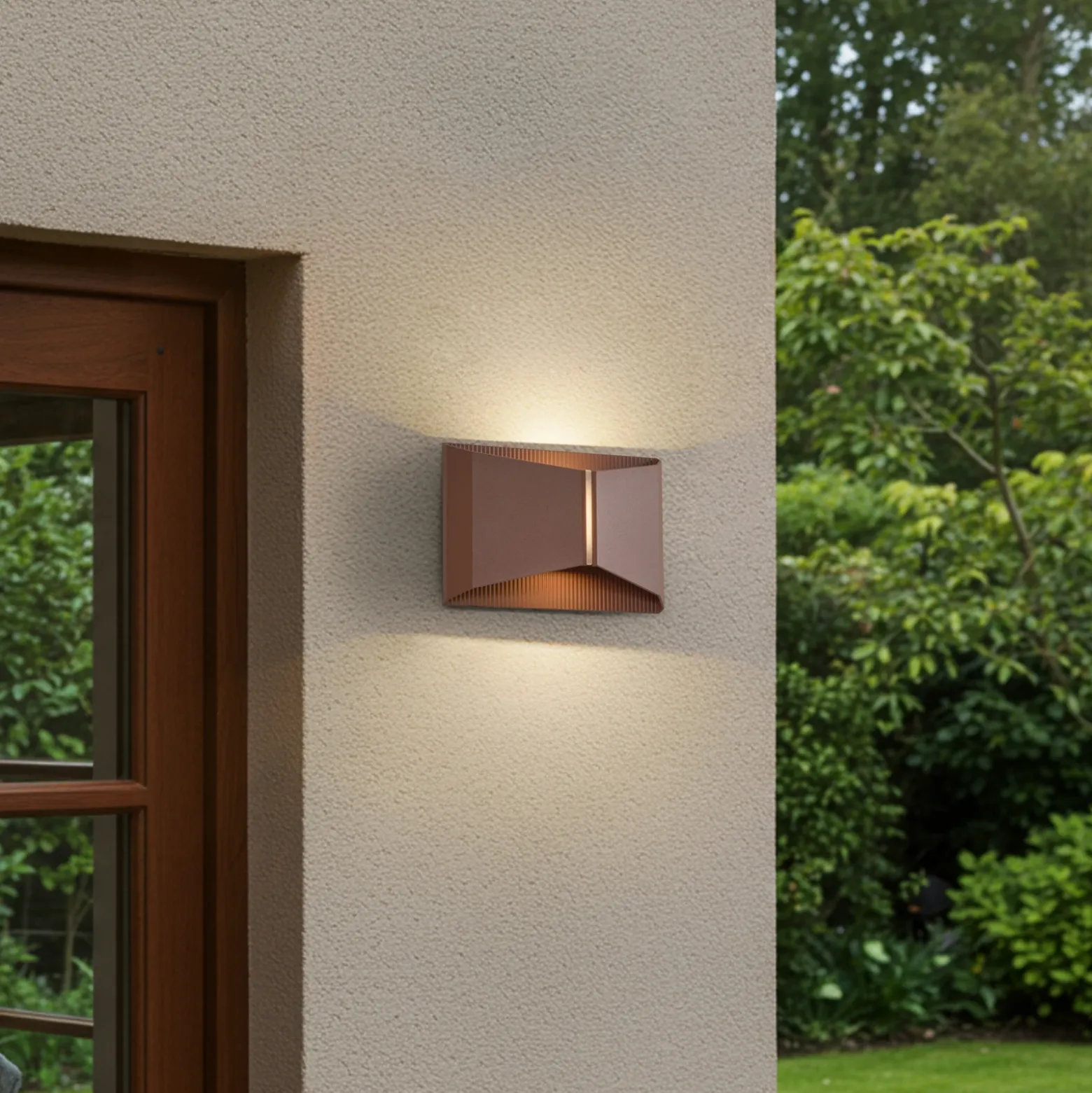 Aplique LED para exterior Lindby Anlira, marrón, Up & down, IP65