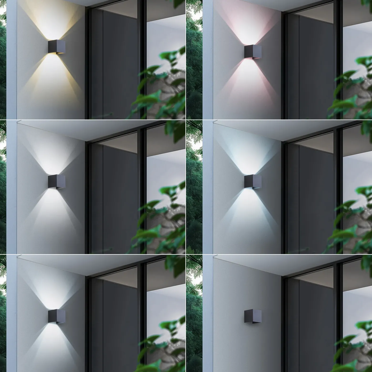 Aplique LED para exterior Lindby Smart Dara, gris, angular, CCT RGB, Tuya