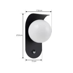 Aplique LED para exterior Lindby Lacie, sensor, blanco/negro, aluminio