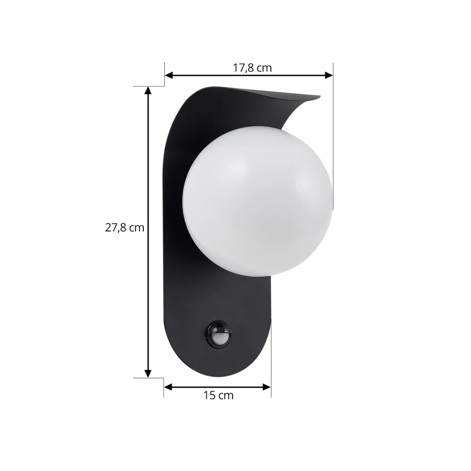 Aplique LED para exterior Lindby Lacie, sensor, blanco/negro, aluminio
