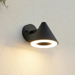 Aplique LED para exterior Lindby Soran, negra, metal, IP44