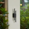 Aplique LED para exterior Lindby Abelia, negro, aluminio, acero inoxidable