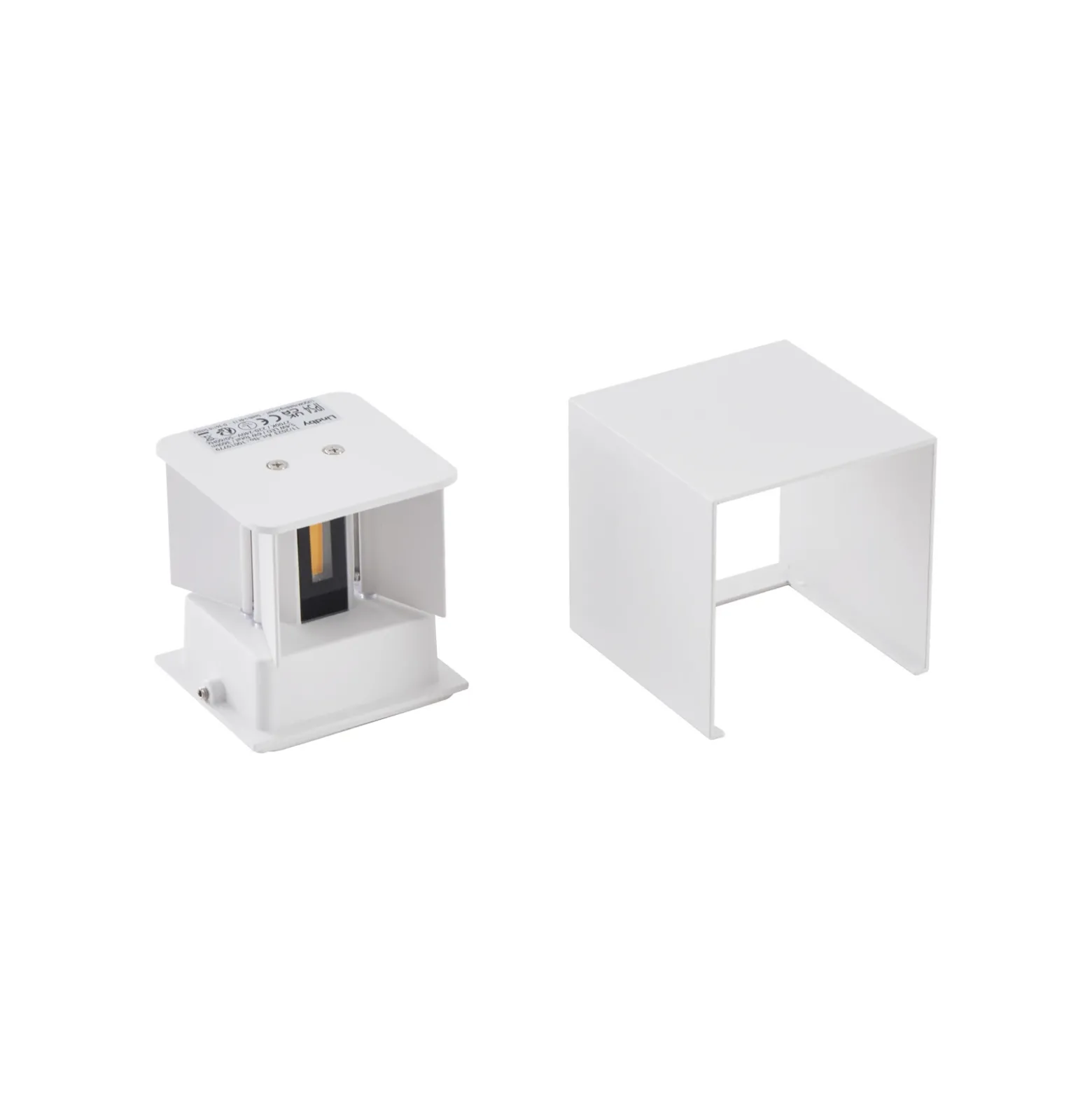 Aplique LED para exterior Lindby Nivar, angular, blanca, 10 cm, IP54