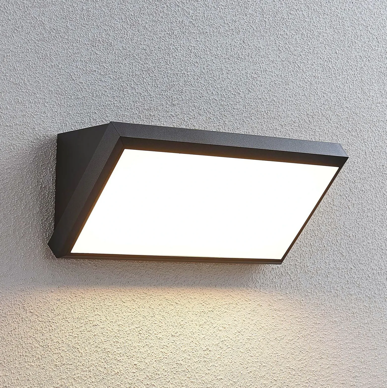 Aplique LED para exterior Lindby Abby, sensor, IP65, gris oscuro
