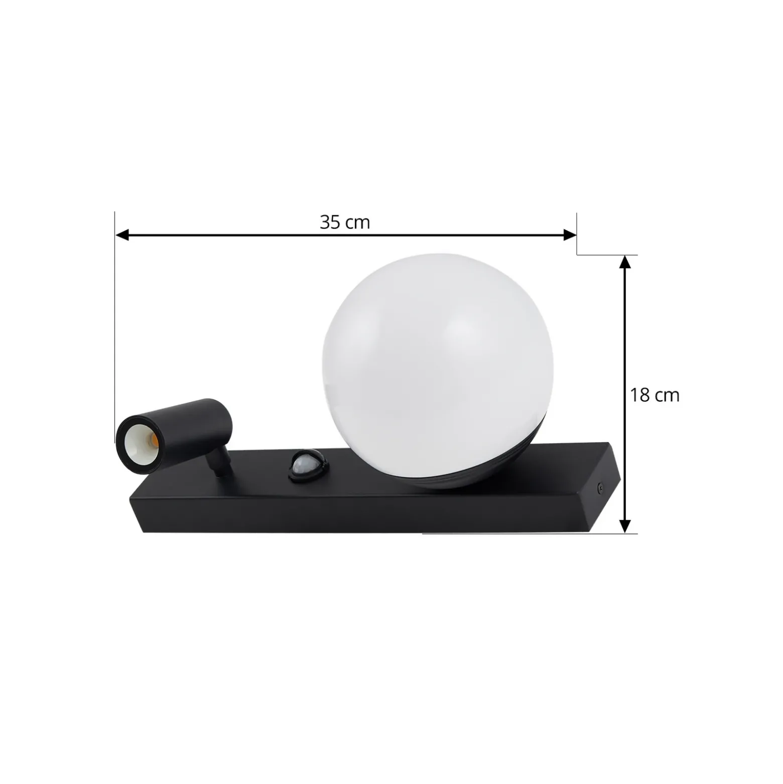 Aplique LED para exterior Lindby Larcie, 35 cm, 2 luces, aluminio, sensor