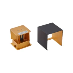 Aplique LED para exterior Lindby Nivar, angular, negro/dorado, 10 cm