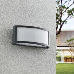 Aplique LED para exterior Lindby Jakari, angular, blanco