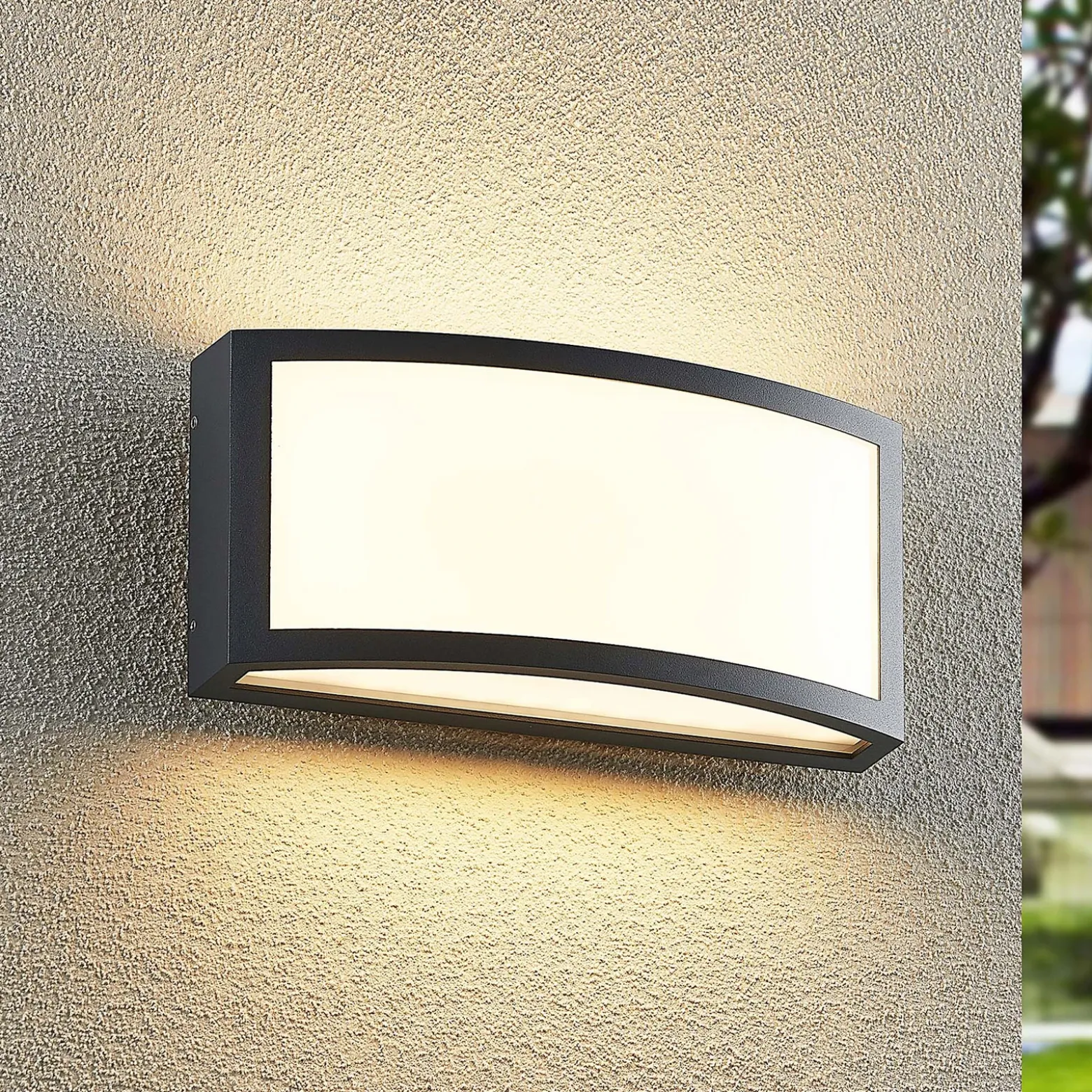 Aplique LED para exterior Lindby Jakari, angular, blanco