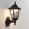 Aplique LED para exterior Lindby Iavo, negro, farol, 38 cm